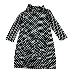 Tyler Boe Black Kim Argyle Cowl Neck Mini Sweater Dress M